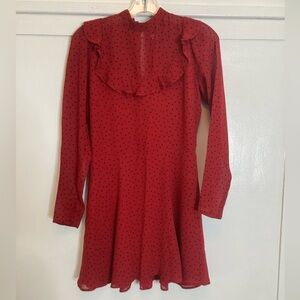 Reformation Red and Black Polka Dot Mini Dress w/Pockets!